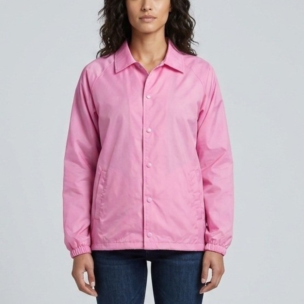 Blair Vintage Pink Windbreaker Jacket Womens Large Snap Front Nylon